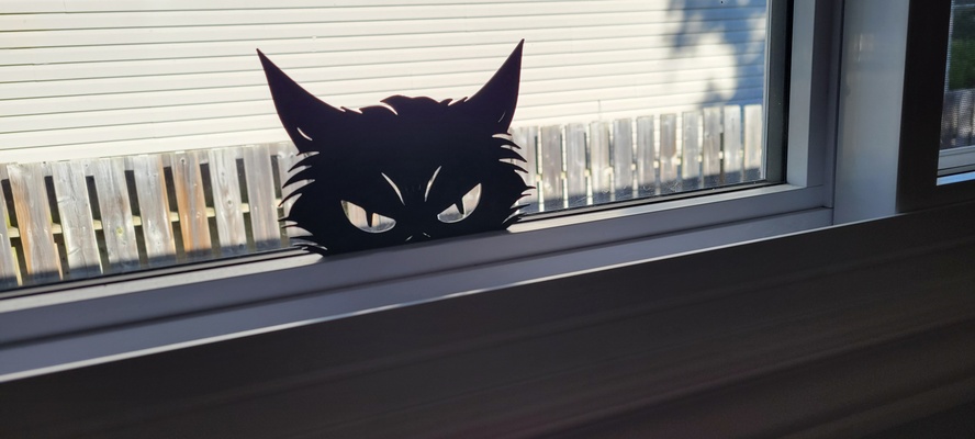 grell aufpassen beurteilung halloween katze gesicht zuhause haus schwarz dekoration niedlich komisch kätzchen katzenartig schnurren erschrocken stalking 3d print model - Mito3D