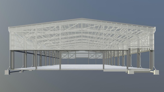 serre bâtiment entrepôt architecture maison toit structure usine industrie gâble ingénierie colonne sol 3d print model - Mito3D