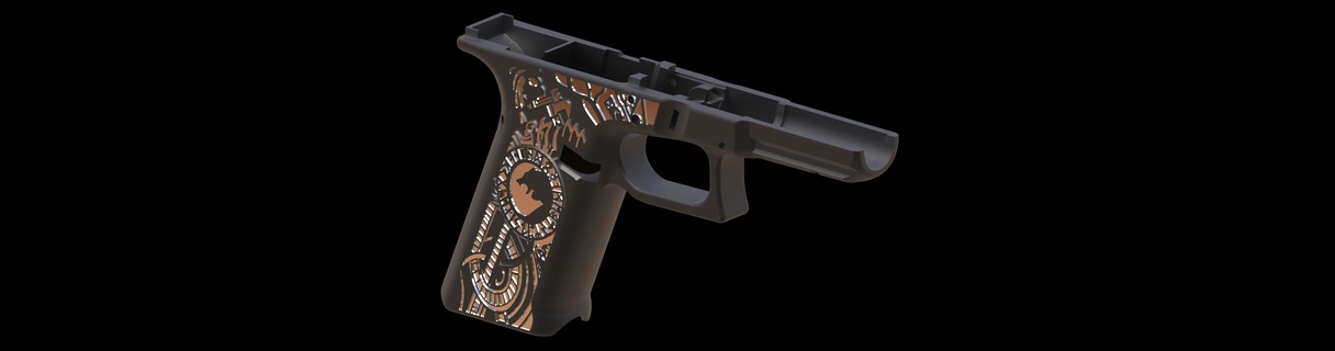 glock 17 moon stipple 192 19 guns firearms grips handstop speedloader extended release fmda gun artistic designs 3d print model - Mito3D