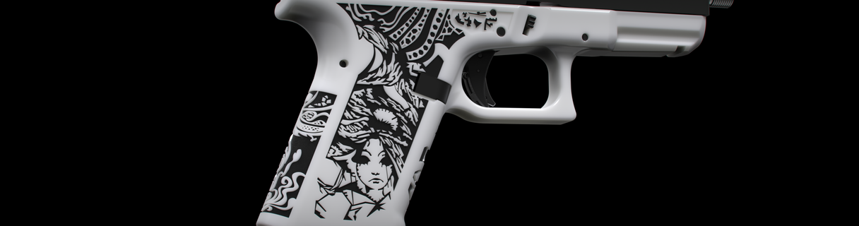 glock 19 andromeda stipple 192 17 guns firearms grips handstop speedloader extended release fmda gun artistic designs 3d print model - Mito3D