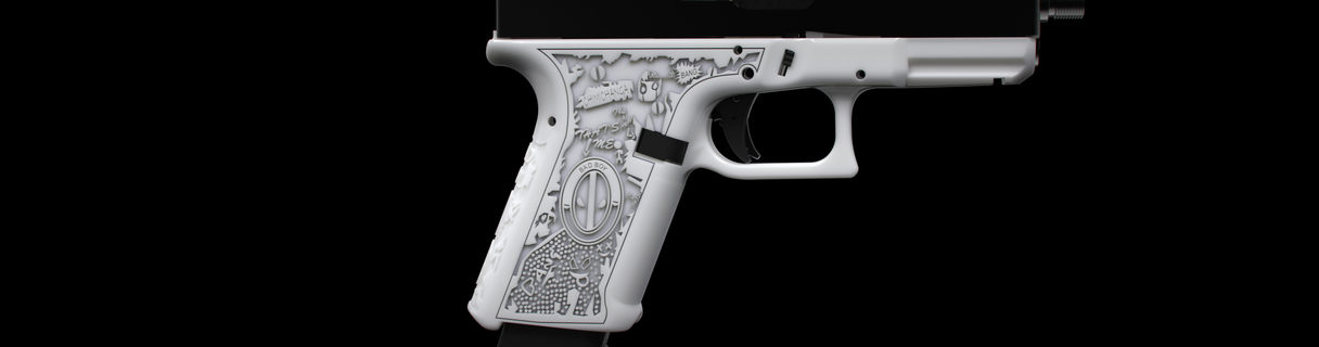 glock 19 deadpool stipple gun 17 guns firearms triggers grips magazines rifle handstop speedloader extended release fmda 3d print model - Mito3D