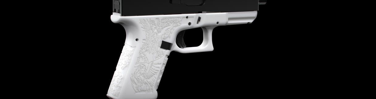 glock 19 death tyrants stipple 192 17 guns firearms grips handstop speedloader extended release fmda gun artistic designs 3d print model - Mito3D