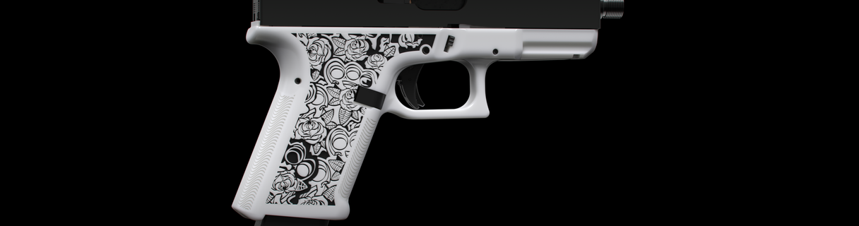 glock 19 florist stipple 192 17 guns firearms grips handstop speedloader extended release fmda gun artistic designs 3d print model - Mito3D