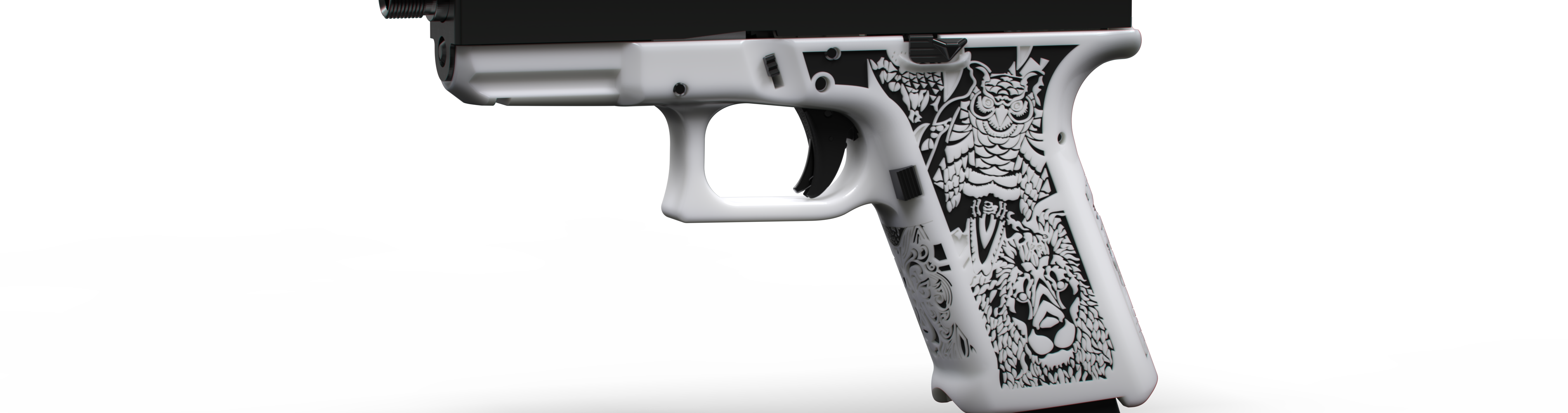 glock 19 kingdom stipple 192 17 guns firearms triggers grips magazines rifle handstop speedloader extended release fmda gun artistic designs 3D print model - Mito3D