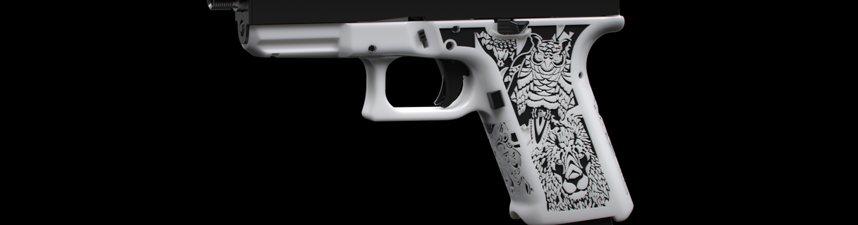 glock 19 kingdom stipple 192 17 guns firearms triggers grips magazines rifle handstop speedloader extended release fmda gun artistic designs 3d print model - Mito3D