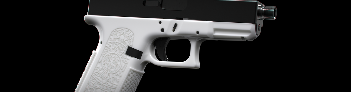 glock 19 mayan stipple 192 17 guns firearms grips handstop speedloader extended release fmda gun artistic designs 3d print model - Mito3D