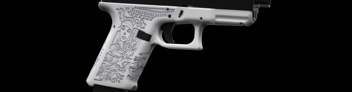 glock 19 medusa stipple 17 guns firearms triggers grips magazines rifle handstop speedloader extended release fmda 3d print model - Mito3D