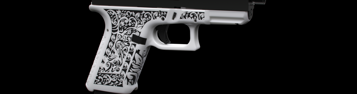 glock 19 quinn stipple 17 guns firearms triggers grips magazines rifle handstop speedloader extended release fmda 3d print model - Mito3D