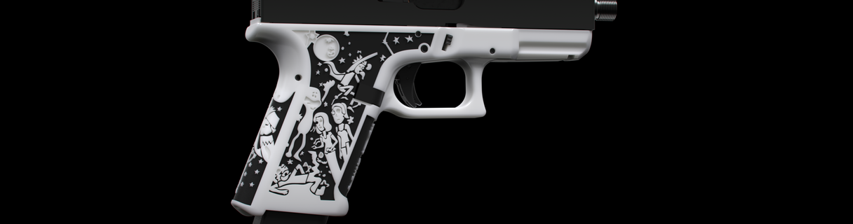 glock 19 Rick morty 17 pistole armi fuoco trigger impugnature riviste fucile handstop speedloader esteso pubblicazione fmda 3d print model - Mito3D