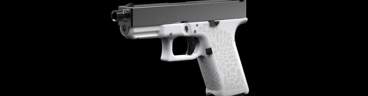 glock 19 snakeskin stipple 192 17 guns firearms grips handstop speedloader extended release fmda gun artistic designs 3d print model - Mito3D