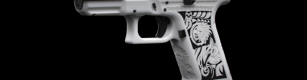 glock 19 tribal stipple 17 guns firearms triggers grips magazines rifle handstop speedloader extended release fmda 3d print model - Mito3D