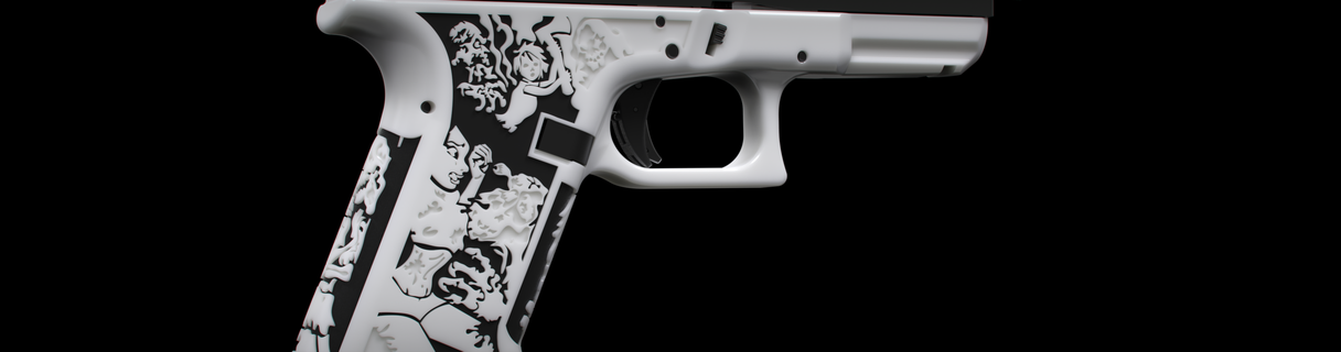 glock 19 undead stipple 192 17 guns firearms triggers grips magazines rifle handstop speedloader extended release fmda gun artistic designs 3d print model - Mito3D