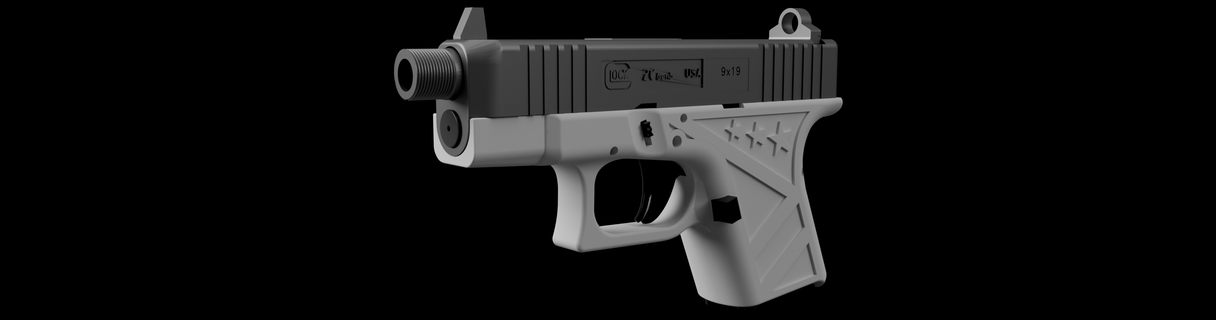 glock 26 glory stipple 192 17 19 guns firearms grips handstop speedloader extended release fmda gun artistic designs 3d print model - Mito3D