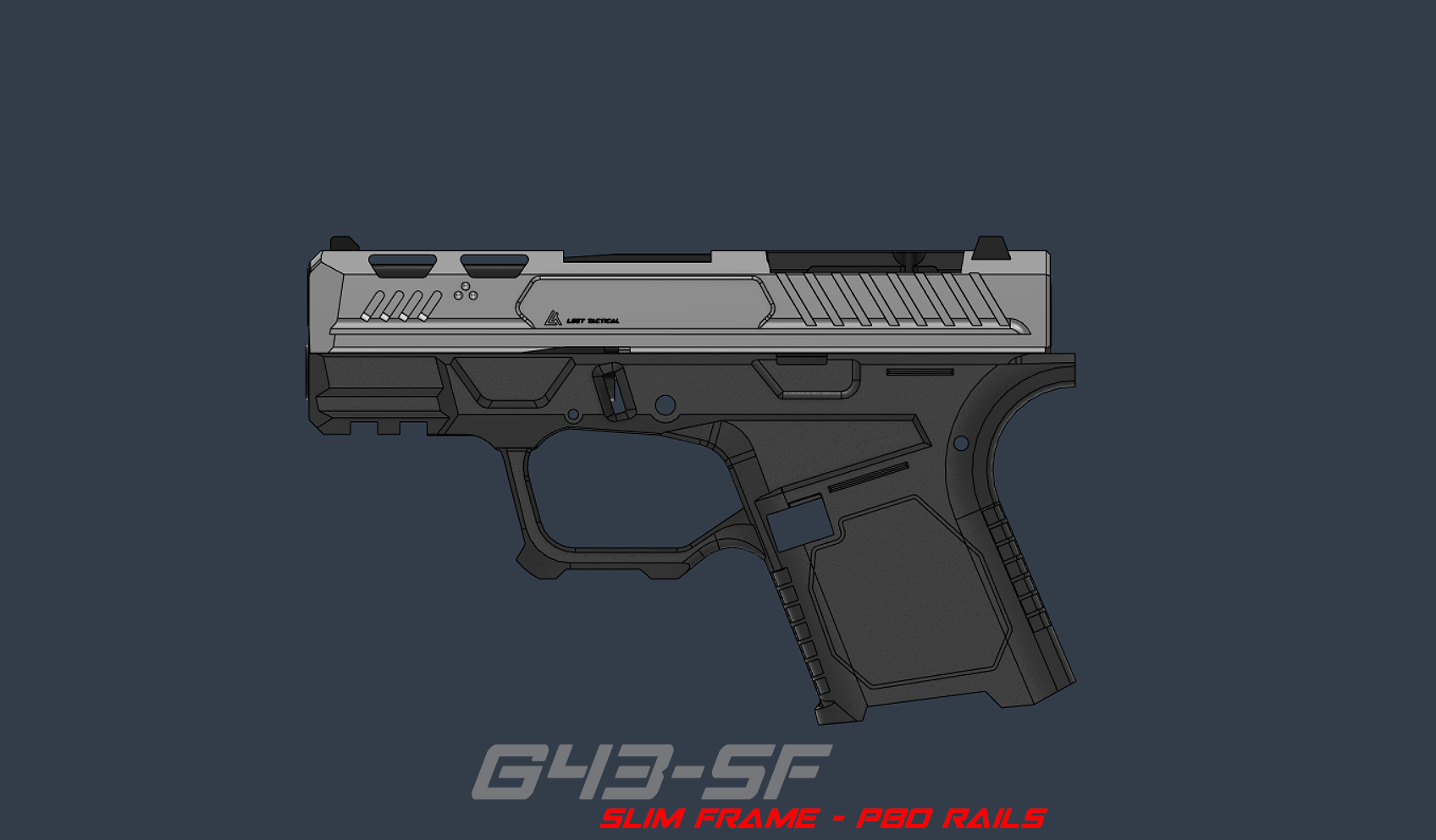 glock 43 - slim frame stipple ready -strike 80 inspired p80 rails strike industries polymer polymer80 19 26 17 19x gun emp models 3D print model - Mito3D