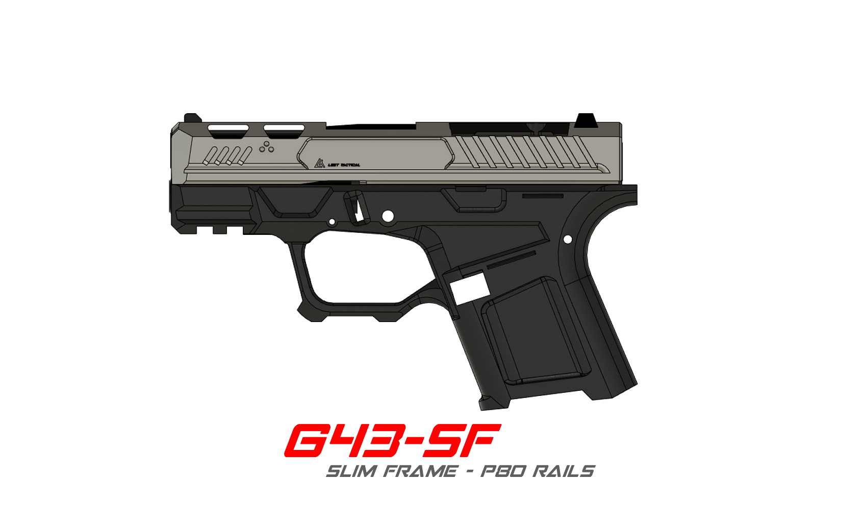 glock 43 - slim frame strike 80 inspired p80 rails industries polymer polymer80 19 26 17 19x 43x 48 gun emp models 3D print model - Mito3D