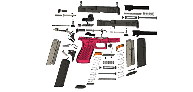 glock 45 gen 5 cad File pieno pezzi giocattolo replica glock17 17 glock218 18 glock19 19 glock45 3 gen3 gen5 pistola 3d scansione accessori 3d print model - Mito3D