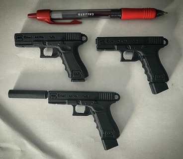 glock g19 llaveros 22mm 3d 9mm 17 pistola armas llavero modelos Arte g17 supresor 3d print model - Mito3D