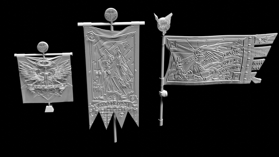 gloomy banner variety pack space marine marines dark angel angels banners company chapter standard standards ravenwing deathwing 3d print model - Mito3D