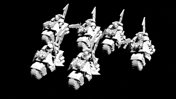 gloomy biker soldiers Game warhammer 40k space marine marines dark angel angels bikers bike squad ravenwing knight knights black sergeant 3d print model - Mito3D