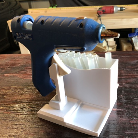 glue gun caddy stand cord wrap tool hot storage box holder 3D print model - Mito3D