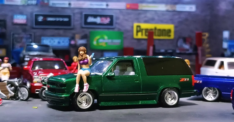 gmc tahoe 1 64 escala jogos chevrolet silverado s10 caminhão focinho v8 gêmeo turbo carros hotwheels 3d print model - Mito3D