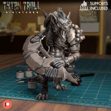 gnolle 2h lame pre supported Jeu dnd miniature minis donjons dragons 32mm tytantroll miniatures Patreon 3d print model - Mito3D