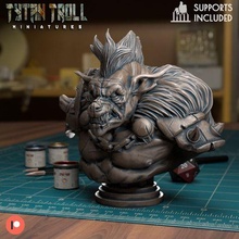 gnoll líder fracasso pre supported jogos dnd miniatura minis masmorras dragões 32mm tytantroll miniaturas patreon 3d print model - Mito3D