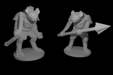 gnoll mini - spear archer pack bow creature dandd dnd dragons dungeons enemy evil games gnolls humanoid miniature pathfinder rpg table tabletop 3d print model - Mito3D