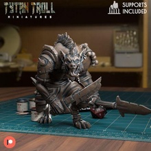gnoll spear sword - pre-supported game dnd miniature minis dungeons dragons 32mm tytantroll miniatures patreon 3d print model - Mito3D