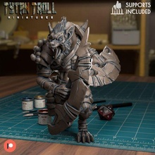 gnoll twin blade - pre-supported game dnd miniature minis dungeons dragons 32mm tytantroll miniatures patreon blades 3d print model - Mito3D