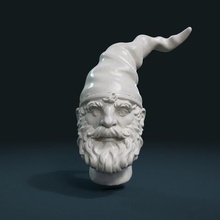 gnome tête art l'elfe l'homme la créature moustache barbe sculpture jardin de fantaisie claus le père noël buste nain 3d print model - Mito3D
