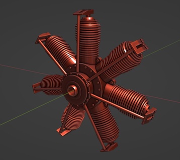 gnome lambda oberursel u0 rotary engine aero ww1 1 72 48 3d print model - Mito3D