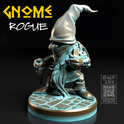 gnome coquin table rpg miniature or figurine voleur cambrioleur dnd donjons dragons mini jardin sutton zandorie 3d print model - Mito3D