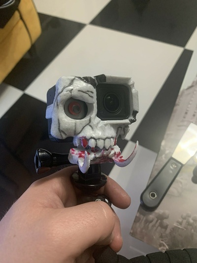 go pro 7 black skull case mount hero actioncamera 3d print model - Mito3D