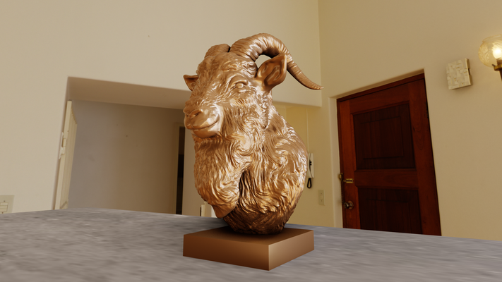 bode fracasso stl estátua 3d impressão arquivo arte cordeiro selva safári miniatura tampo mesa animais escultura parede decoração 3d print model - Mito3D