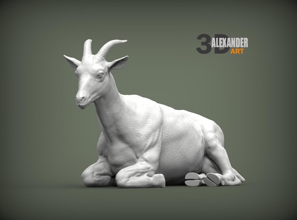 bode mentiras 3d impressão modelo natureza mamífero animal escultura estatueta lembrança presente esculpir arte esculturas leite Fazenda 3d print model - Mito3D