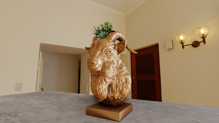 ziege pflanzer büste blume vase topf 3d drucken datei stl zuhause haus lamm dschungel safari miniatur tischplatte tiere skulptur mauer dekor 3d print model - Mito3D