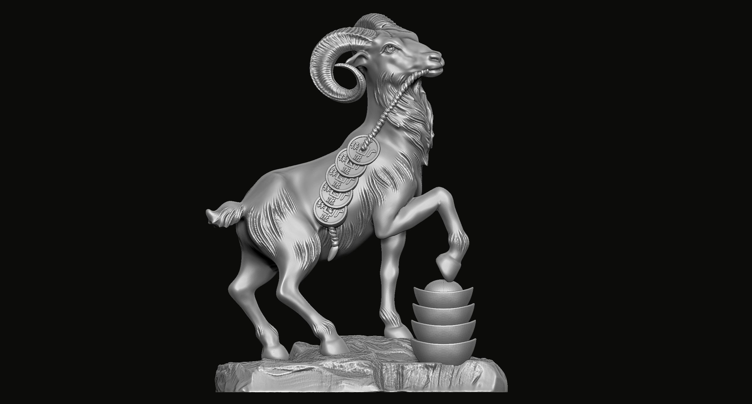 goat statue 3d print model animal jewelry statue art printable gold silver cartoon sculptures wings pendants nature feather sculpture animals pendant tiger forest goat  3D print model - Mito3D