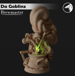 goblin mestre cervejeiro herói wh fantasia gw rpg jogo guerra miniatura mini 3d anões peles verdes dnd d 3d print model - Mito3D