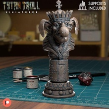 goblin chess king pre-supported 3d print model - Mito3D