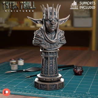 goblin chess queen pre-supported bishop set miniatures busts fantasy dungeons dragons minis tytantroll patreon 3d print model - Mito3D
