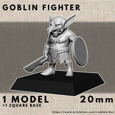goblin combattente gioco guerra rpg 20mm fantasia d 3d print model - Mito3D