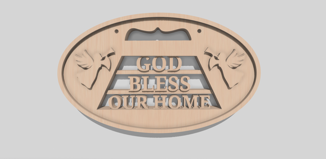 god bless home wall hanging plaque christian gift spiritual decor engraved inspirational motivational decoration ornament sign family house blessing 3d print model - Mito3D