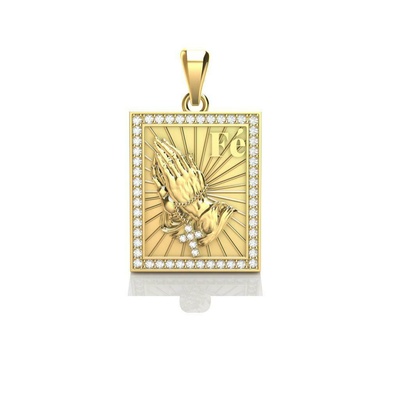 god praying pendant pending hands jewel jewelry i bright stones gems gold impresion3d 3d print model - Mito3D