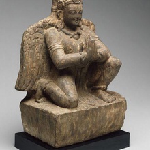 deus vishnus monte garuda ajoelhado mãos gesto de adoração anjalimudra do século 14 a arte verifica réplicas 3d print model - Mito3D