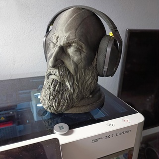 god war kratos head headphone stand Game of gow gamer 3d print model - Mito3D
