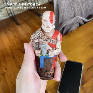 Dieu guerre Kratos bois totem 3d impression modèle jouet art fanart grec Grèce mythologie tailler figure sculpture miniature fantaisie 3d print model - Mito3D