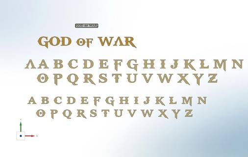 god war letters numbers ps4 text alphabet sources characters font vocabulary 3dletters typography game videogame playstation ps5 kratos 3d print model - Mito3D
