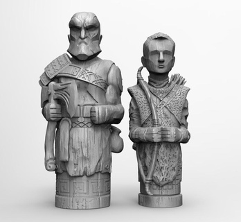 Tanrı savaş totemler paketlemek Kratos video oyunlar Sanat oyuncak Atreus 3d print model - Mito3D