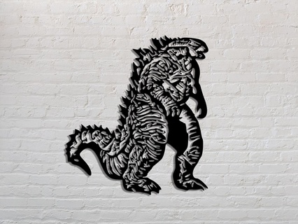 godzilla2014 Wandkunst Kunst Godzilla kaiju Monster Zerstörung atomar Atem brüllen Tokio Stadtbild städtisch Kunst Wandgemälde Graffiti Straße Kunst Pop Kultur Film Poster 3d print model - Mito3D